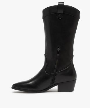 Bottes femme esprit santiags avec tige brodée vue3 - GEMO (CASUAL) - GEMO
