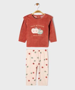 Pyjama 2 pièces en velours motifs pommes bébé fille vue1 - GEMO 4G BEBE - GEMO