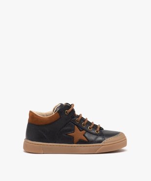 Boots garçon bicolores dessus en cuir à lacets et à zip vue1 - GEMO (ENFANT) - GEMO