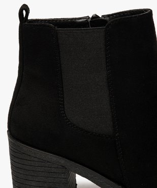 Boots femme à talon et semelle crantée en suédine unie vue6 - GEMO(URBAIN) - GEMO