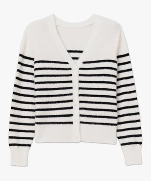 Gilet rayé avec col V en maille duveteuse femme vue4 - GEMO(FEMME PAP) - GEMO