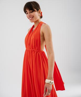 Robe longue dos-nu multi-look en viscose femme vue3 - GEMO(FEMME PAP) - GEMO