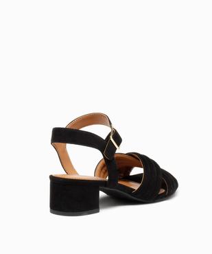 Sandales femme à brides matelassées en suédine et petit talon vue4 - GEMO(URBAIN) - GEMO