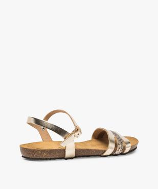 Sandales femme dorées à petit talon compensé vue4 - GEMO (CASUAL) - GEMO