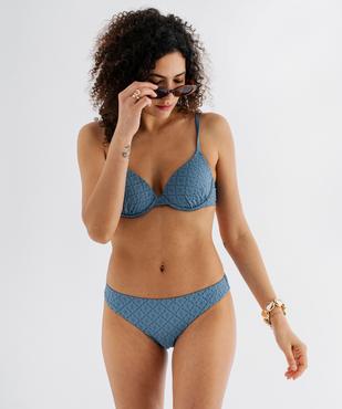 Bas de maillot de bain culotte en maille ajourée femme vue3 - GEMO (PLAGE) - GEMO