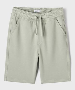 Bermuda uni en maille French Terry avec ceinture ajustable garçon vue1 - GEMO 4G GARCON - GEMO