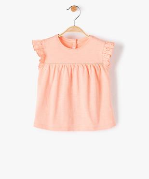 Tee-shirt bébé fille sans manches avec dentelle et liseré pailleté vue1 - GEMO 4G BEBE - GEMO