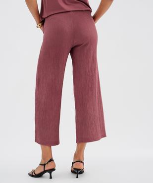 Pantalon ample en matière texturée avec ceinture élastique femme vue3 - GEMO 4G FEMME - GEMO