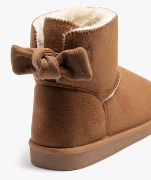 Boots fourrées femme en suédine uni avec noeud pailleté vue7 - GEMO (CASUAL) - GEMO