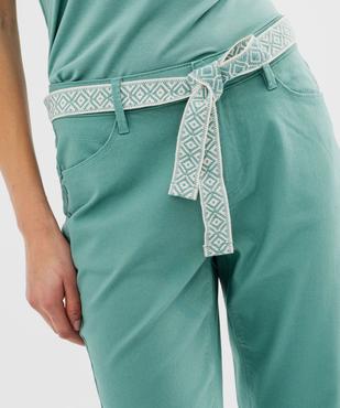 Pantacourt slim taille haute en coton stretch avec ceinture à nouer femme vue2 - GEMO 4G FEMME - GEMO