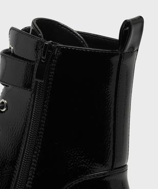 Boots montantes vernies look rangers à épaisse semelle crantée femme vue6 - 5 MILES - GEMO