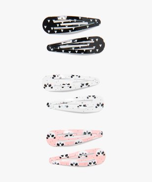 Barrettes clic-clac motif pandas et cœurs fille (lot de 6) vue1 - GEMO (ACCESS) - GEMO