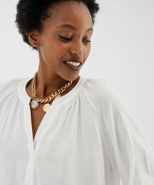 Blouse manches longues en viscose unie à col rond boutonné femme vue2 - GEMO(FEMME PAP) - GEMO