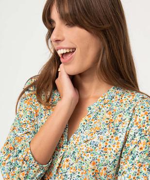 Tee-shirt femme à manches 3/4 avec décolleté en V vue2 - GEMO 4G FEMME - GEMO