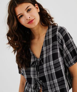 Blouse manches courtes bouffantes avec liens à nouer femme vue2 - GEMO(FEMME PAP) - GEMO