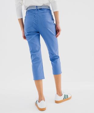 Pantacourt slim taille haute en coton stretch avec ceinture à nouer femme vue3 - GEMO 4G FEMME - GEMO