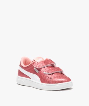 Baskets fille unies à scratch avec dessus pailleté - Puma vue2 - PUMA - GEMO