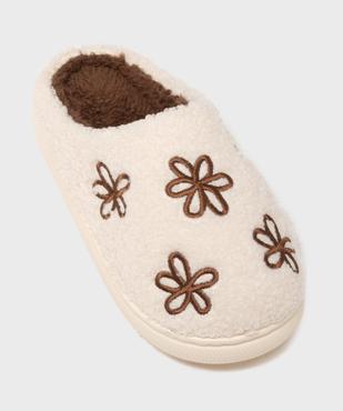 Chaussons mules en maille bouclette avec motifs fleuris femme vue5 - GEMO(HOMWR FEM) - GEMO