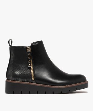Boots femme à semelle plateforme crantée et à zip fantaisie vue2 - GEMO (CASUAL) - GEMO