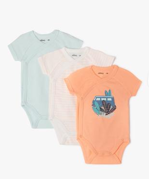 Bodies à manches courtes fermeture croisée bébé (lot de 3) vue1 - GEMO 4G BEBE - GEMO
