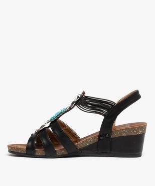 Sandales femme à talon dessus uni orné de perles et métal vue3 - GEMO(URBAIN) - GEMO