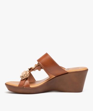 Mules femme compensées avec bride à fleurs vue3 - GEMO(URBAIN) - GEMO