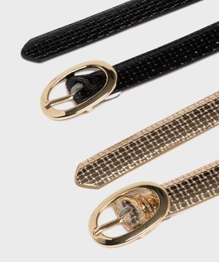 Ceinture fine texturée à boucle ovale dorée femme (lot de 2) vue2 - GEMO (ACCESS) - GEMO