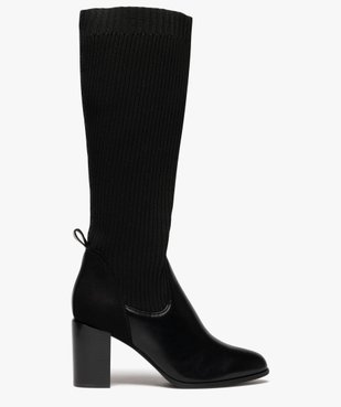Bottes femme à talon tige chaussette en maille côtelée vue1 - VALENTINA BALDA - GEMO