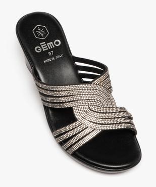 Mules femme compensées avec brides à strass entrelacées et ajourées vue5 - GEMO(URBAIN) - GEMO
