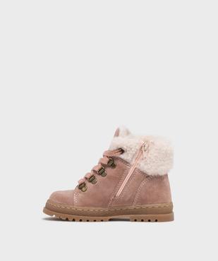 Boots bébé fille fourrées à col sherpa et dessus en cuir suédé - NA! vue11 - NA! - GEMO