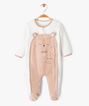 Pyjama en velours avec ouverture devant bébé - Petit Béguin  vue1 - PETIT BEGUIN - GEMO
