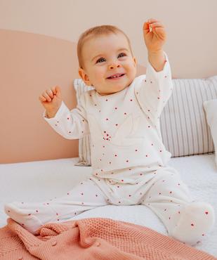 Pyjama en velours à petits cœurs et broderies oiseaux bébé vue6 - GEMO 4G BEBE - GEMO