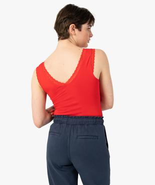 Débardeur avec col V en dentelle femme vue3 - GEMO 4G FEMME - GEMO