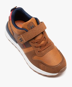 Baskets garçon style jogger avec détails en suédine et à scratch  vue5 - HOBIZ - GEMO