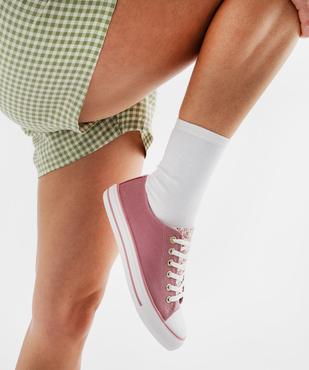 Tennis en toile à languette fleurie femme - Follow Me vue1 - FOLLOW ME G4G - GEMO