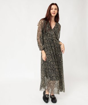 Robe longue en maille plissée brillante femme vue1 - GEMO(FEMME PAP) - GEMO