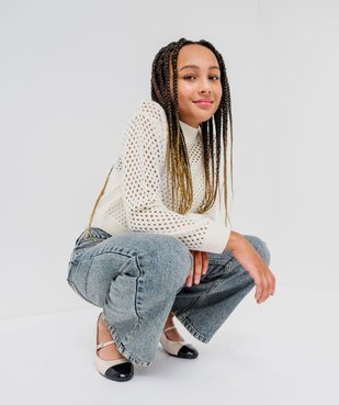 Pull en maille ajourée coupe courte fille vue6 - GEMO (JUNIOR) - GEMO
