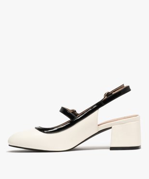 Ballerine sling-back bicolore à large talon femme vue4 - FOLLOW ME - GEMO