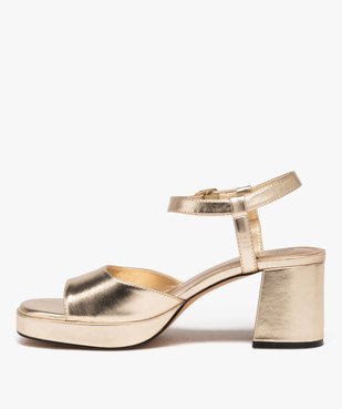 Sandales femme à talon flare métallisées avec bride cheville vue4 - GEMO(URBAIN) - GEMO