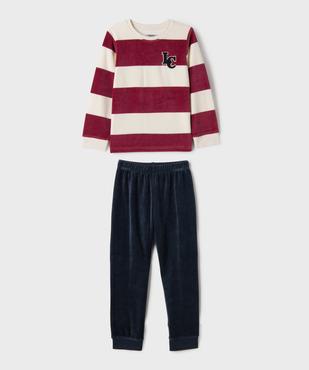 Pyjama en velours à haut rayé garçon - LuluCastagnette  vue1 - LULU CASTAGNETTE G4G D - GEMO