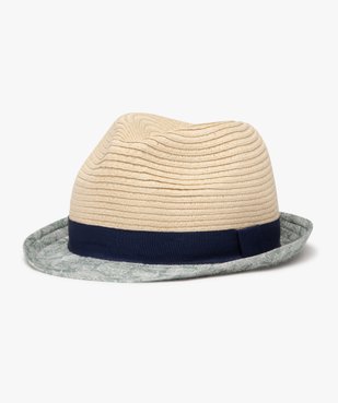 Chapeau en paille de papier avec galon et bords en toile garçon vue1 - GEMO(BEBE DEBT) - GEMO
