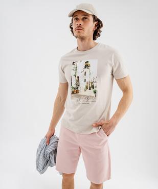 Tee-shirt manches courtes en jersey de coton imprimé homme vue1 - GEMO 4G HOMME - GEMO