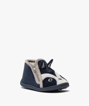 Chaussons bébé garçon bottillons velours avec tête de loup vue2 - GEMO 4G BEBE - GEMO