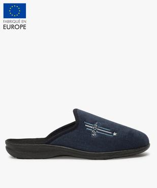 Chaussons homme mules confort en velours ras brodé vue1 - GEMO(HOMWR HOM) - GEMO