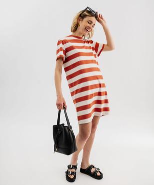 Robe tee-shirt à manches courtes rayée femme vue1 - GEMO(FEMME PAP) - GEMO