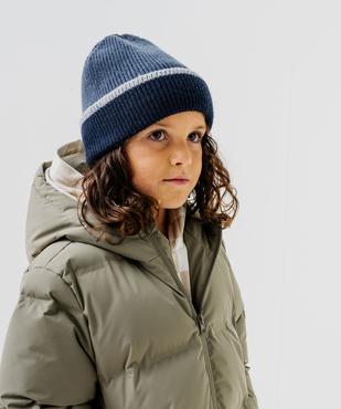 Bonnet en maille tricolore avec revers garçon vue1 - GEMO (ENFANT) - GEMO