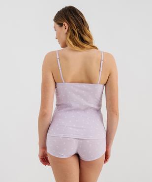 Pyjashort à motifs fleuris en coton biologique femme vue3 - GEMO 4G FEMME - GEMO