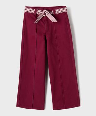 Pantalon wide leg en toile de coton avec ceinture à nouer fille - LuluCastagnette vue1 - LULU CASTAGNETTE G4G D - GEMO