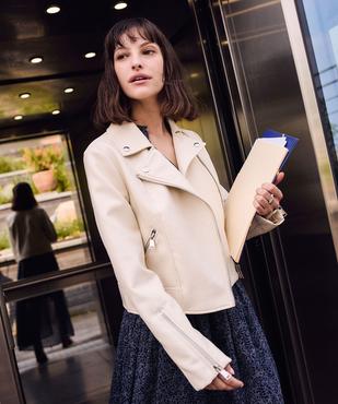 Blouson biker en synthétique imitation cuir femme vue1 - GEMO(FEMME PAP) - GEMO