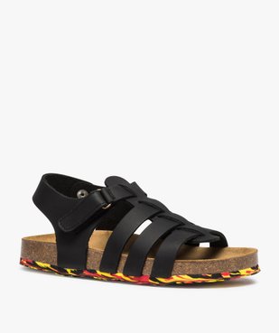 Sandales garçon à multiples brides en cuir et semelle liège vue2 - GEMO (ENFANT) - GEMO